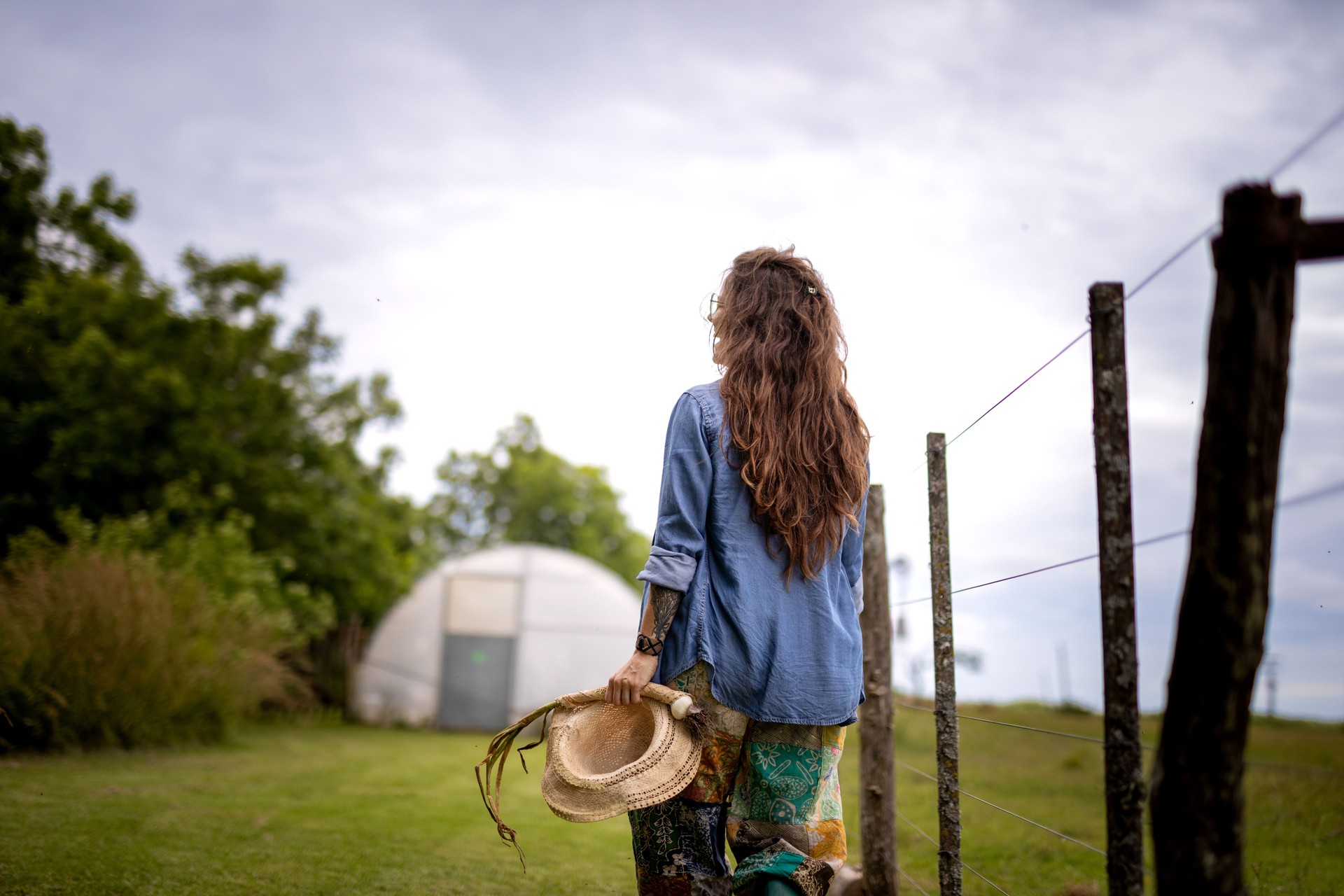 Farmer walking through the field