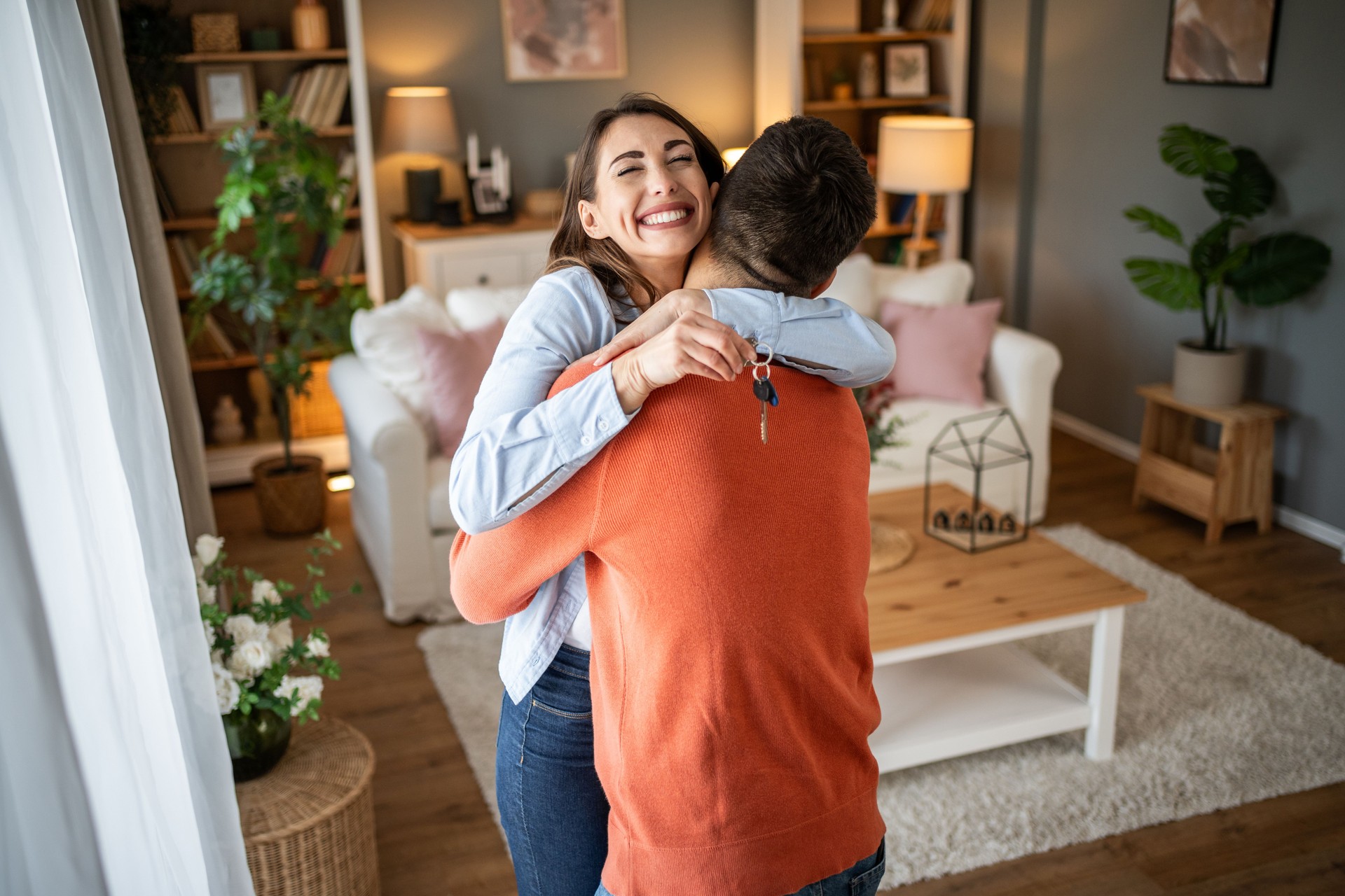 A couple in love has just moved into their new home